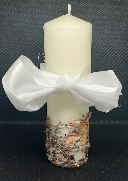 Large Tapered Candle- Frolicking Flowers