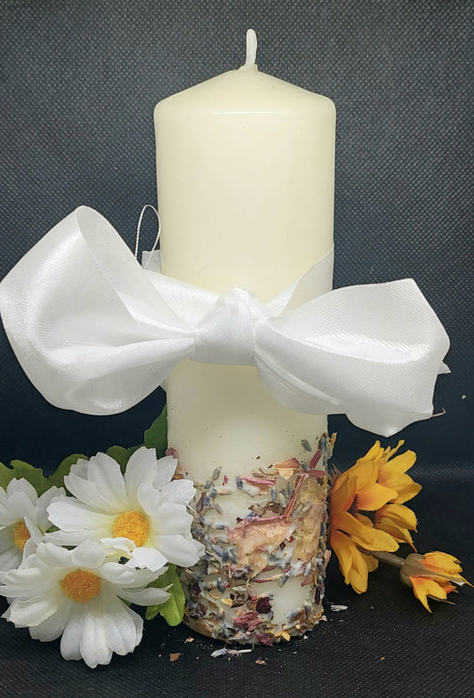 Large Tapered Candle- Frolicking Flowers