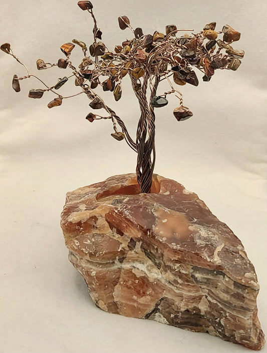 Tiger's Eye Tree in Rootbeer Calcite