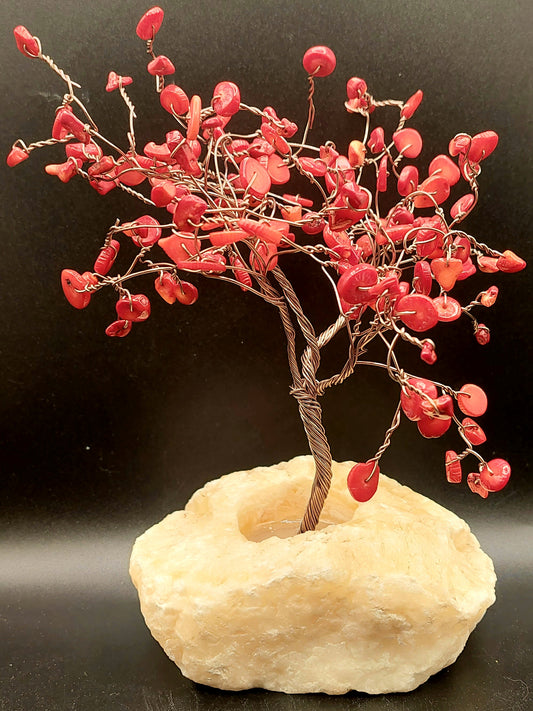 Red Coral Tree in Calcite