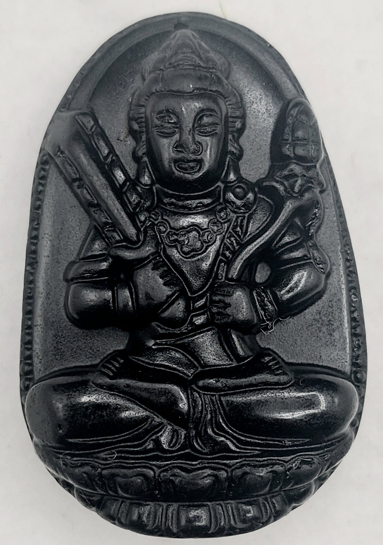 Obsidian Buddhist God Amulet