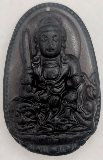 Obsidian Buddhist God Amulet