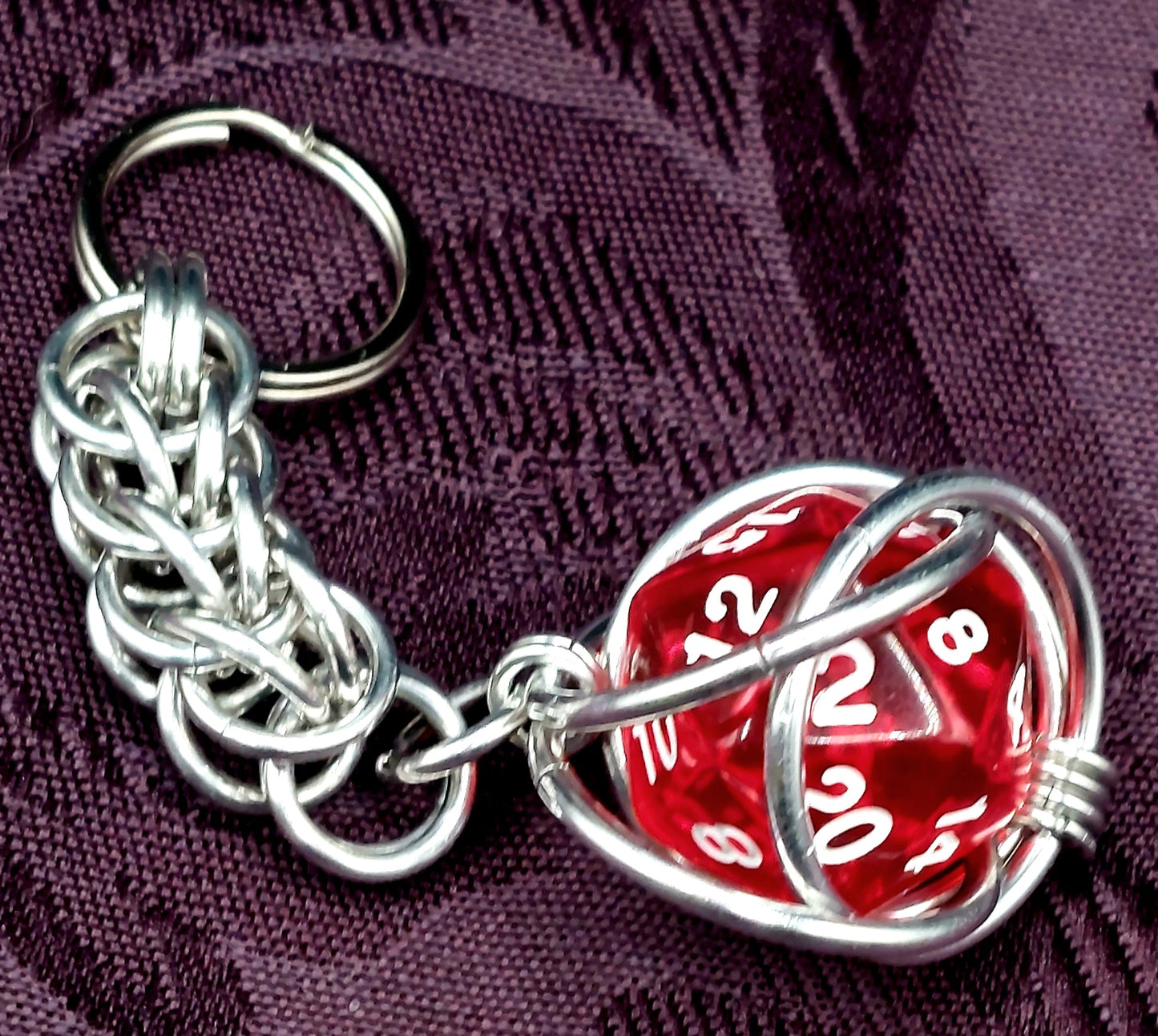 D20 Chain Maille Key Chain - Locally Made