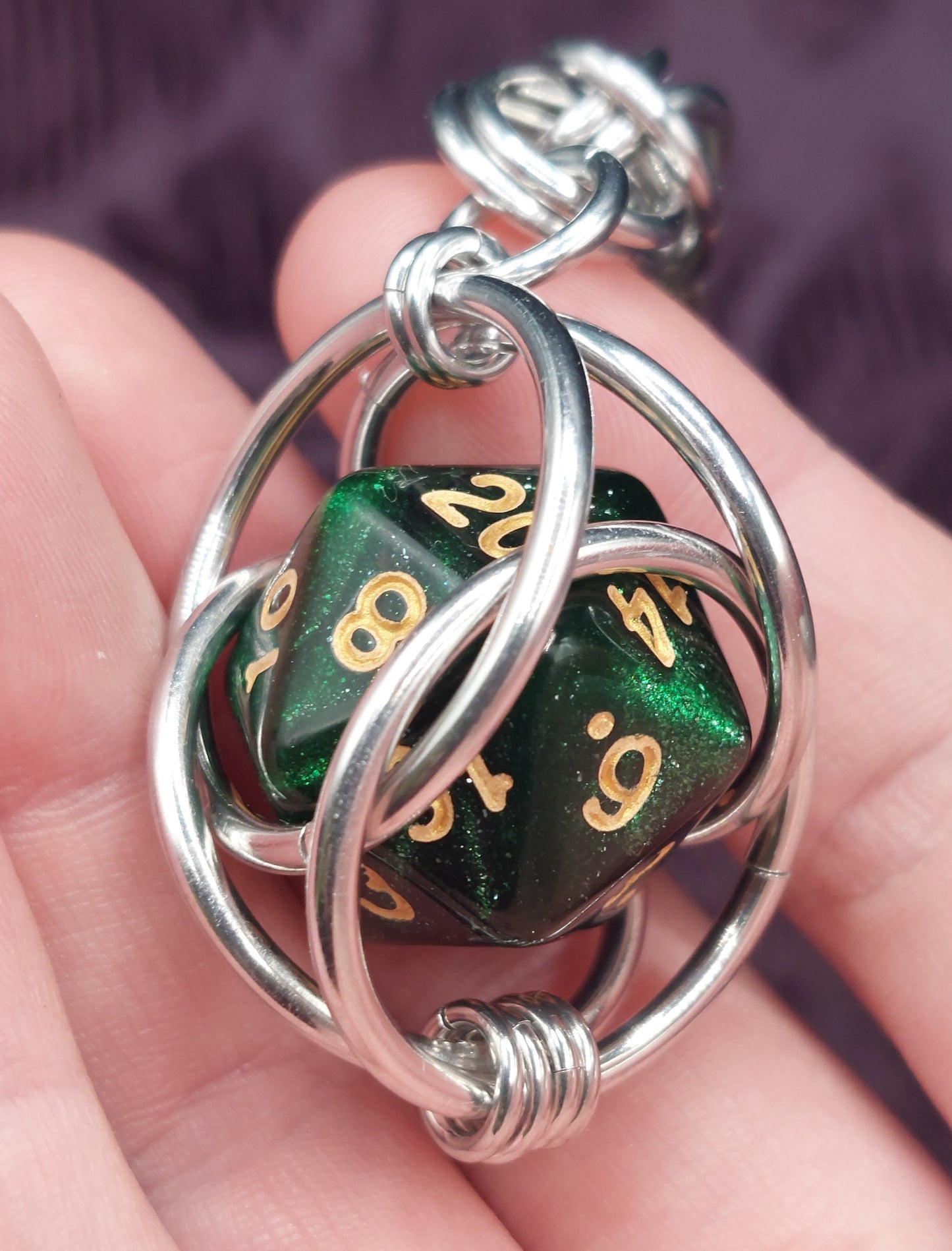 D20 Chain Maille Key Chain - Locally Made