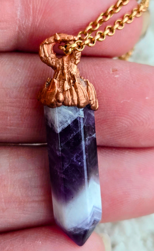 Amethyst & Bright Copper Necklace - Locally Made