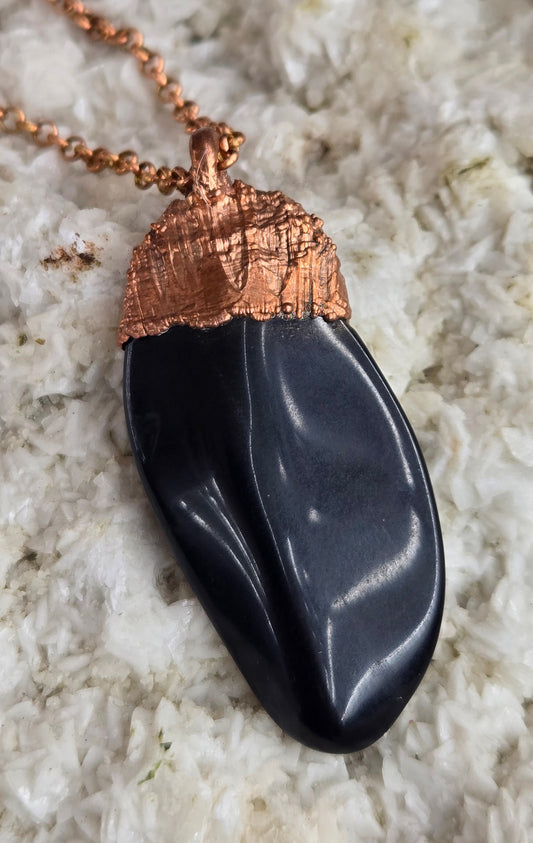 Obsidian & Bright Copper Necklace - Locally Made