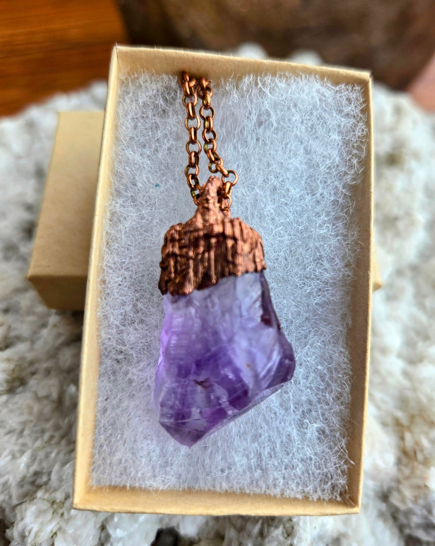 Amethyst & Bright Copper Necklace - Locally Made