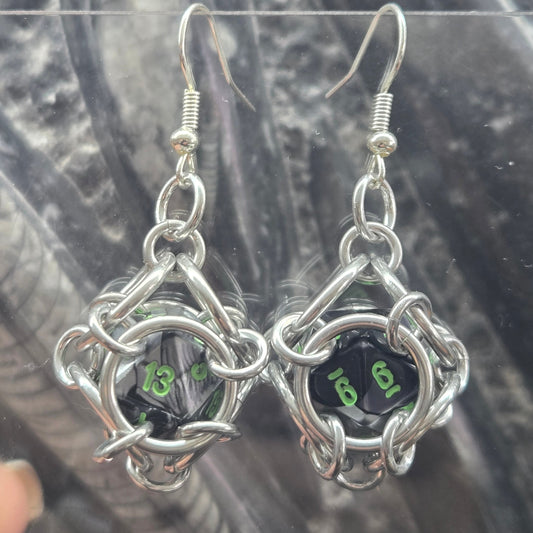 D20 Chain Maille Earings - Locally Made