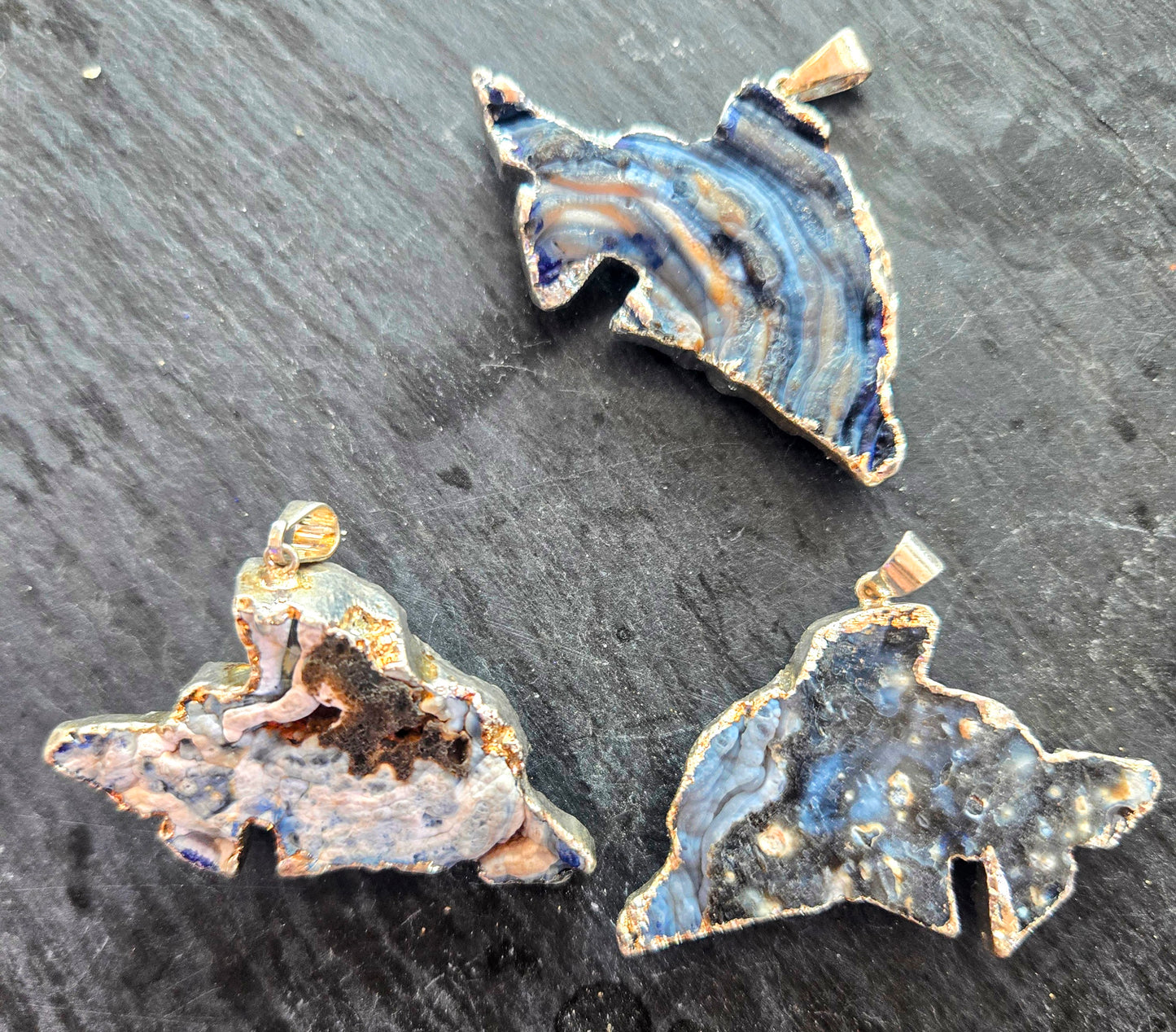 Dolphin Pendants (Chalcedony Conchive Druzy)