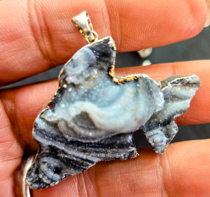 Dolphin Pendants (Chalcedony Conchive Druzy)