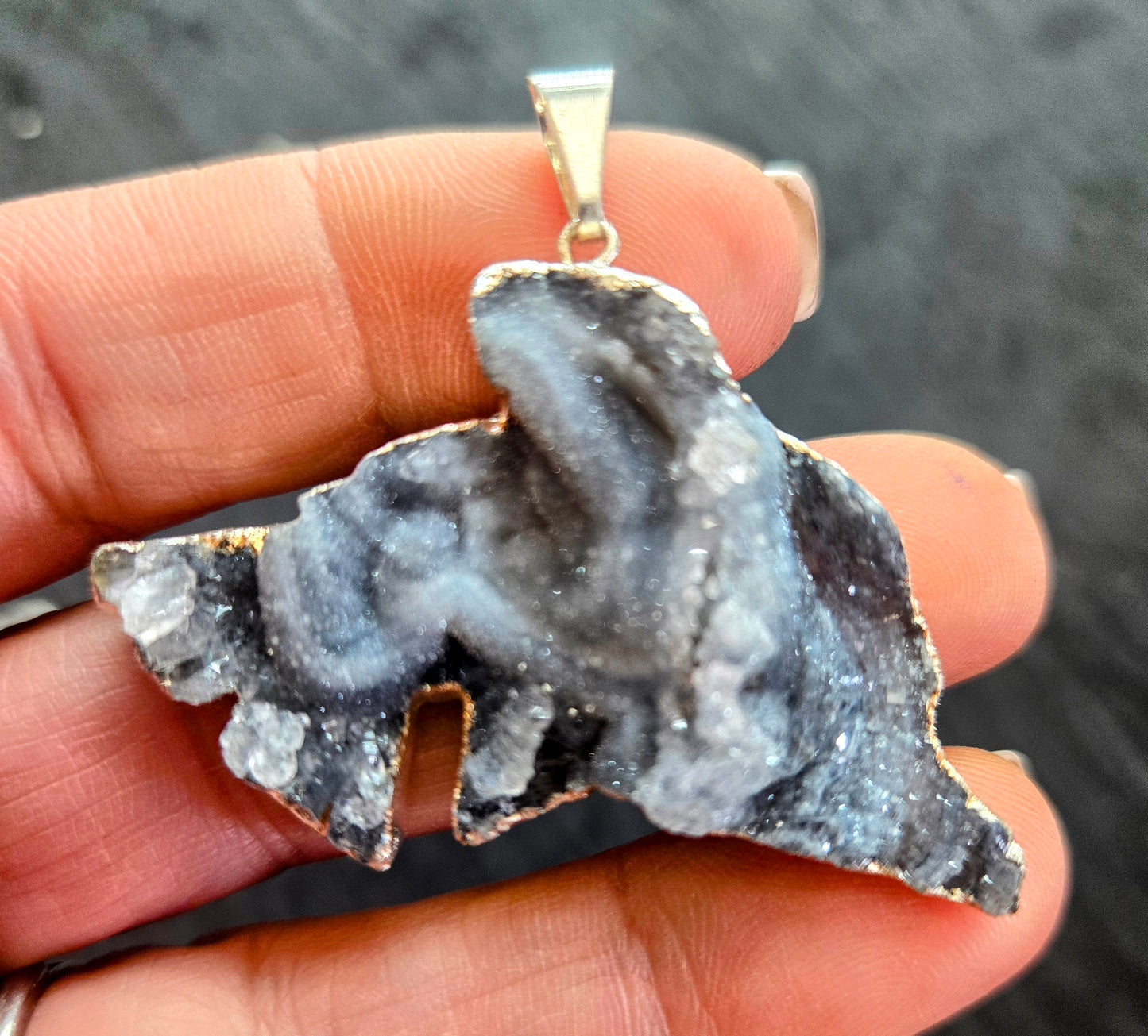 Dolphin Pendants (Chalcedony Conchive Druzy)