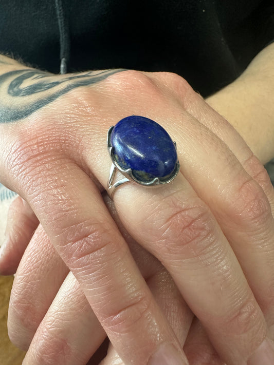925 Sterling Silver Lapis Lazuli Ring - Size 9