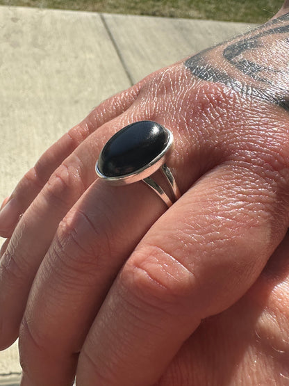 925 Sterling Silver Black Onyx Ring - SIZE 9