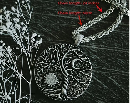 Sun & Moon Tree Pendant with Necklace