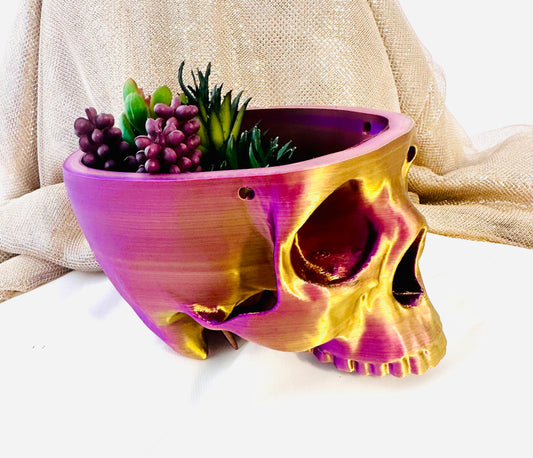 3D Printed Skull Hanging Planters/Bowls (2-Tone)