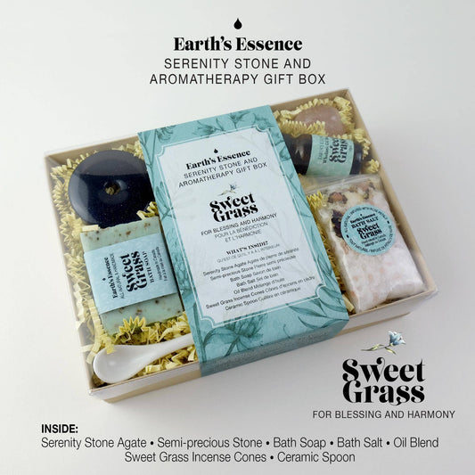 Serenity Stone & Aromatherapy Gift Box - SWEET GRASS